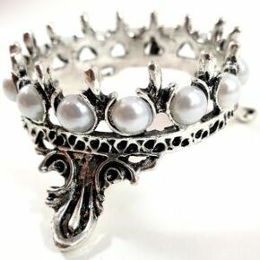 Brush Holder Crown, Antique Silver