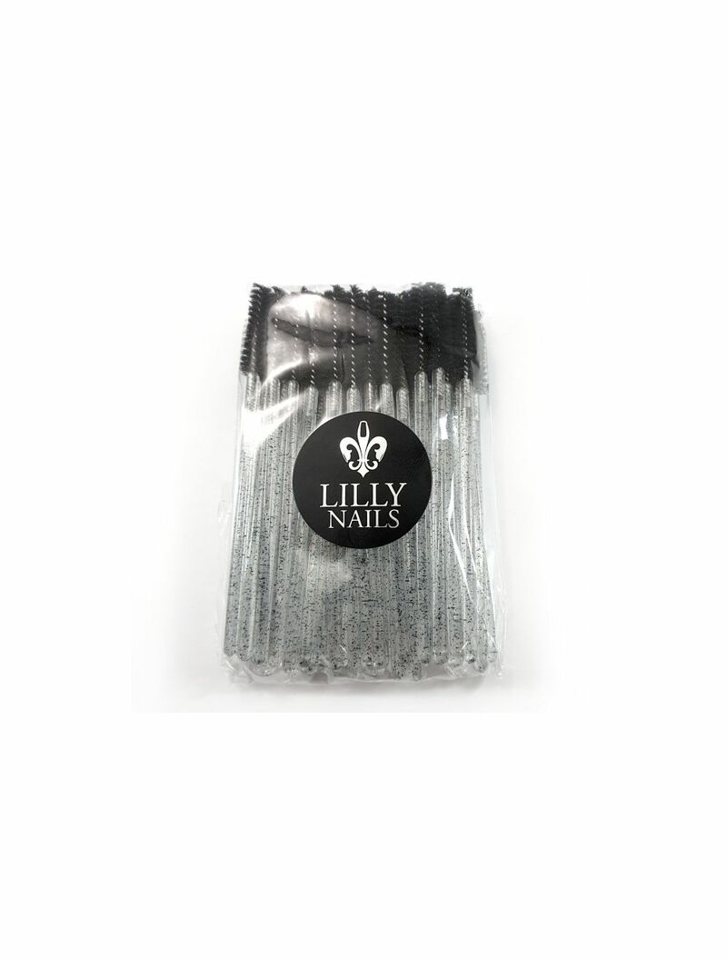 Eyelash Brushes Black Glitter 50pcs